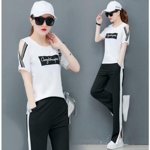 New Large size two piece set Top selling product in 2019 Summer set of womens tracksuits Short sleeve Korea Ladies suits 1231