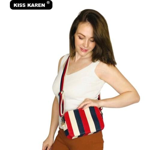 Wholesaler Bags Women Shoulder Bags Fashion Messenger Bag High Quality Canvas Women Purse Striped Cross-body Bags Striped Color