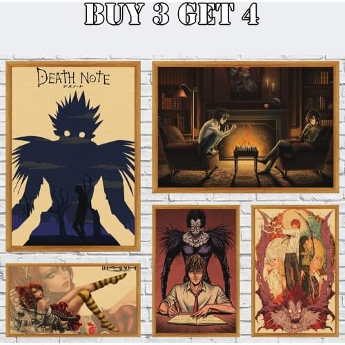 Japanese Anime Poster Death Note Figure Retro Poster Kraft Paper Painting For Home Decor Bar Living Room Wall Stickers