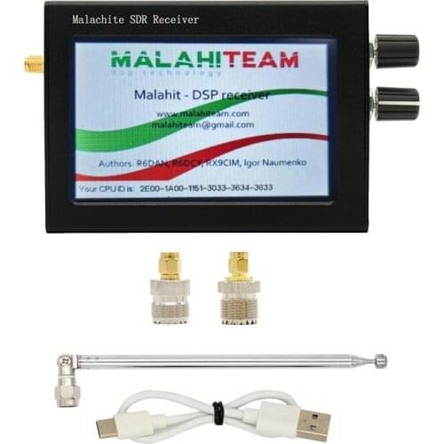 V1.10C Regsistered With Code 50Khz-2GHz Malachite SDR Radio Malahit DSP SDR HAM Transceiver Receiver + 3.5" touch LCD + Battery