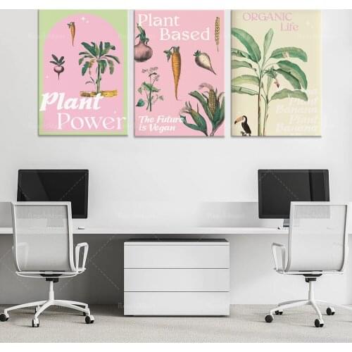 Plant Organic Vegetarian Gallery Wall 3-piece poster, retro, modern art, wall art, pink prints, kitchen prints, flower prints, p
