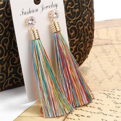 Bohemian Personality Long Tassel Earring for Women Simple Fine Temperament Rhinestone Charm Earring Trendy Female Party Jewelry