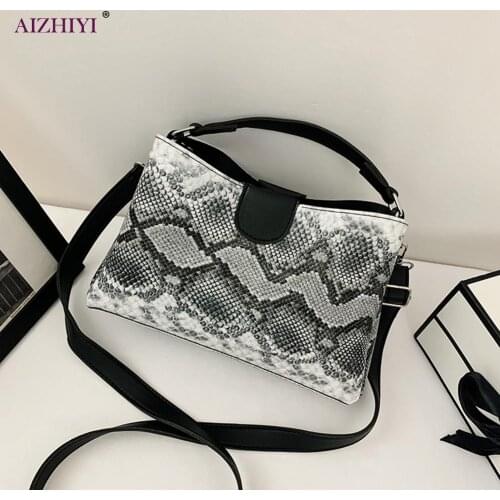 Fashion Exquisite Shopping Bag Women Serpentine Messenger Bag Fashion PU Leather Snake Print Shoulder Handbags