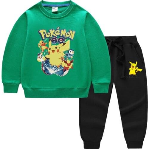 Takara Tomy Pikachu Pokemon Go Kids Tracksuit Girls Clothes Set Hoodies and Pants Children Sportwear Clothing Fashion Sport Suit