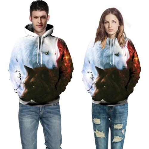 Womens Mens Animal Wolf 3D Graphic Print Hoodie Sweatshirt Pullover Autumn Winter Fashion Long Sleeve