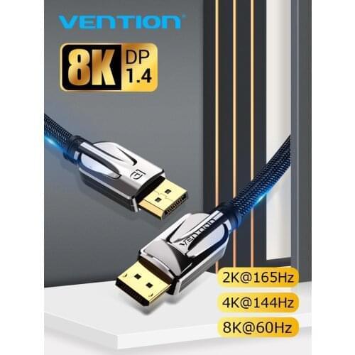 Vention DisplayPort 1.4 Male-Male Cable 8K@60Hz High Speed 32.4Gbps Display Port Cable for Video PC Laptop DP 1.4 Cable Aluminum