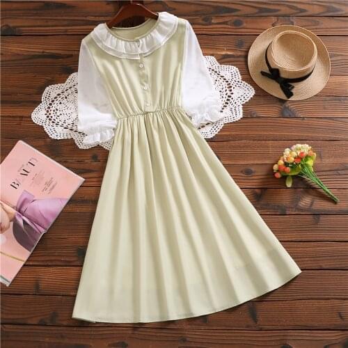 Spring fashion new cute sweet dress japan style long sleeve mori girl casual vestido