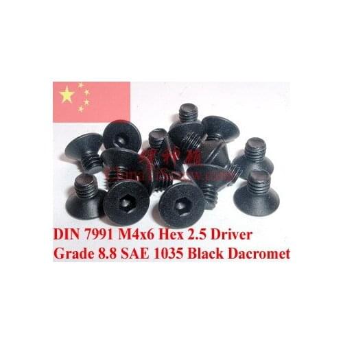 Screws M4x6 DIN 7991 Black Dacromet 100 pcs