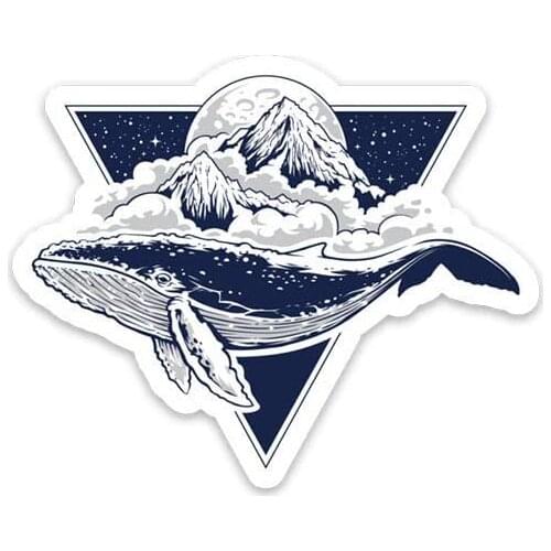 Amusing Whale Triangle Clouds Moon Sticker for Laptop Tablet Phone Car Mug Skateboard Flask Tumbler Water Bottle Outdoor