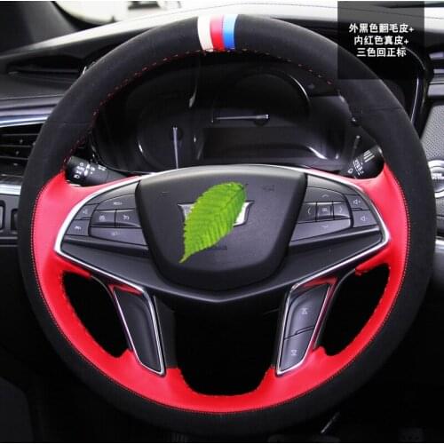 Suede hand sewn leather car steering wheel cover for Cadillac xt5 xt4 XT6 CT5 cT4 CT6 2020 Automotive interior car accessories