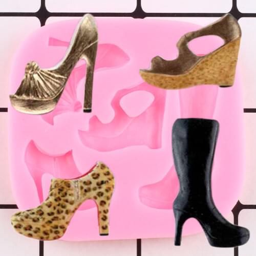 Lady High Heels Silicone Mold Boots Fondant Molds DIY Party Cake Decorating Tools Candy Resin Clay Chocolate Gumpaste Moulds