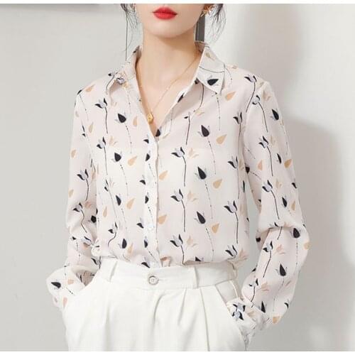 Free shipping woman feminina Womens vintage blouse fashion clothes 2020 spring autumn printed chiffon shirts female A6137