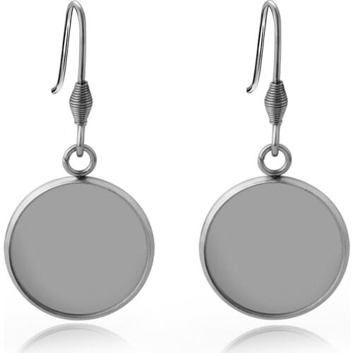 10pcs Stainless Steel Woman Ear Hook Earring ,10 12 14 16 20mm Cabochon Cameo Setting Blank Base DIY Fashion Jewelry Accessories