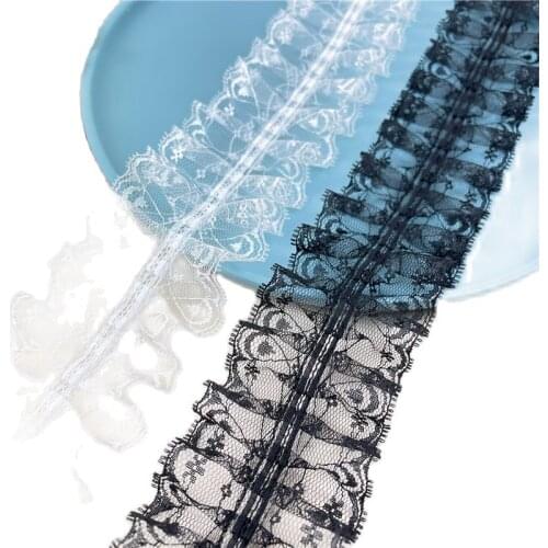 1Yards Pleated Guipure Tulle Embroidery Lace Trim 6cm Ribbon Diy Sewing Lace Fabric Mesh Material Dress Decor Clothes Craft QT21