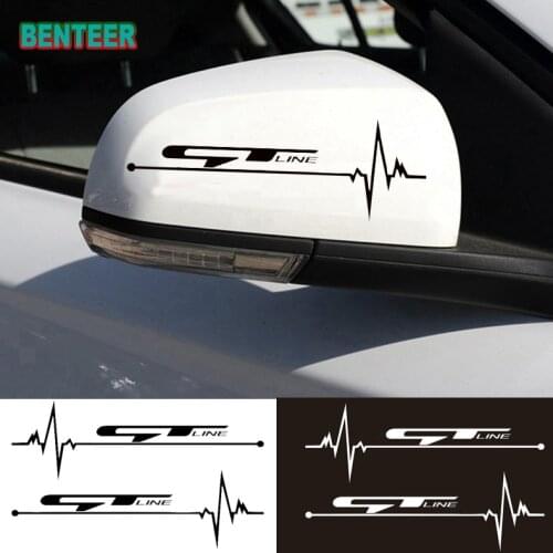 2pcs GT GTLINE Car rearview mirror sticker for kia rio x-line sportage R Stinger Venga ceed sorento picanto stonic soul