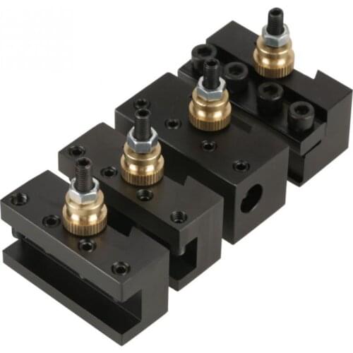 4Pcs Aluminum Alloy Mini Lathe Quick Change Tool Post Holder Kit Boring Blade Turning Facing Holder Set Adjustable Tool Height