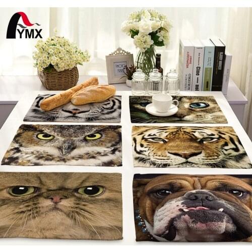 42*32cm Creative 3D Animal Printed Table Napkin Set Bowl Dining Mats Kids Table Set Home Decoration Accessories
