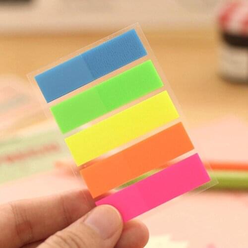 5pack Self Adhesive Sticky Fluorescence Colour Memo Pad Notes Bookmark Memo Marker Supplies Office School Sticker 100 Pcs/pack