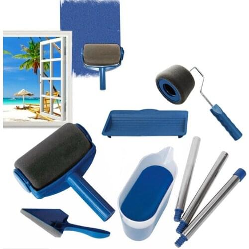 8pc/set Multifunctional Wall Decorative Paint Roller Corner Brush Kit Handle Tool DIY Household Easy to Operate Free Shipping