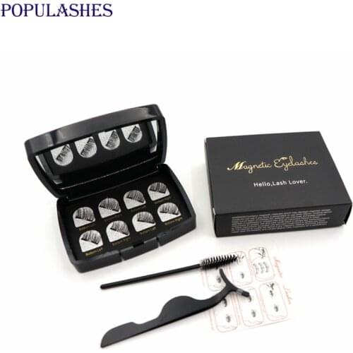 8Pcs Magnetic Lashes with 2 Magnet Applicator Tweezers Brush kit Faux Mink Eye Extension Small Clusters Waterproof Long Lasting