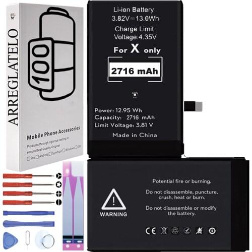 Battery for iPhone X 10, 3.82V 2716Mah-Original capacity-zero cycles