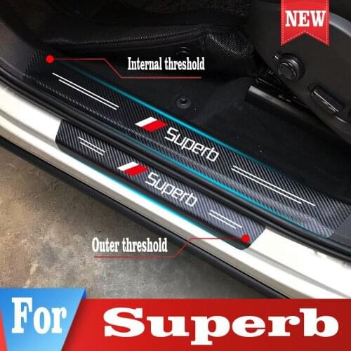 Car Stickers Door Threshold Guard For Skoda Superb MK1 MK2 Car Door Sill Scuff Plate Pedal Cover Trim Auto Accessories