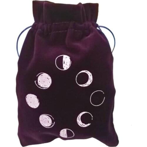 Velvet Tarot Storage Bag Moon Phase Oracle Card Divination Bag Board Game Toy Jewelry Home Mini Drawstring Package