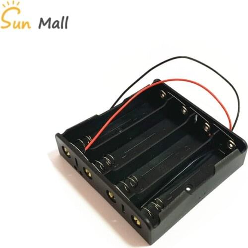 Black Plastic 4x 18650 Battery Storage Box Case 4 Slot Way DIY Batteries Clip Holder Container With Wire Lead Pin in parallel