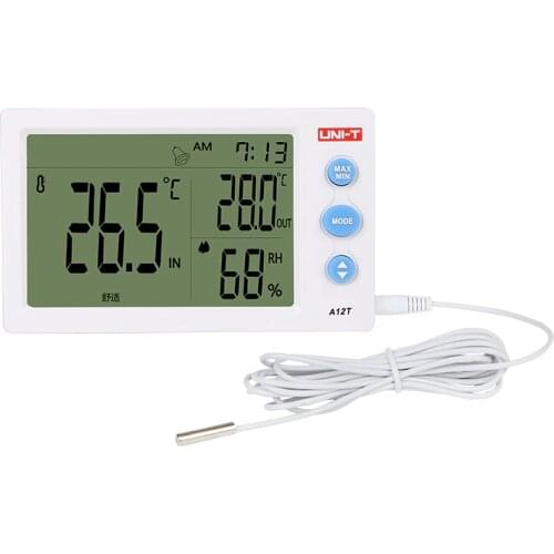 UNI-T A12T A13T Digital LCD Thermometer Hygrometer Temperature Humidity Meter Alarm Clock Weather Indoor Outdoor Instrument