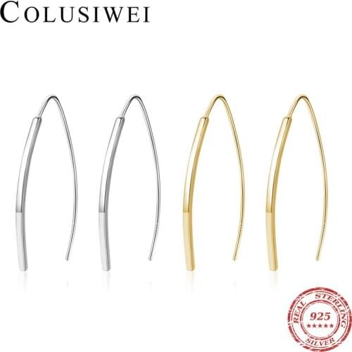 Colusiwei Brand Geometric Drop Earrings Anti-Allergy 100% 925 Sterling Silver Hook Earrings for Women OL Style Jewelry Wholesale