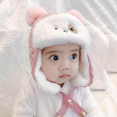 Childrens hats autumn and winter wool hats plus velvet to keep warm newborn ear caps Lei Feng hats baby hats