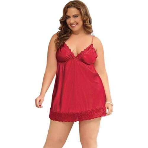 Hot Sale Plus Size XXXL Lingerie 8 Colors Sexy Babydoll Lace Simple Elegant Style Satin Lingerie Sleepwear Nightwear W204152