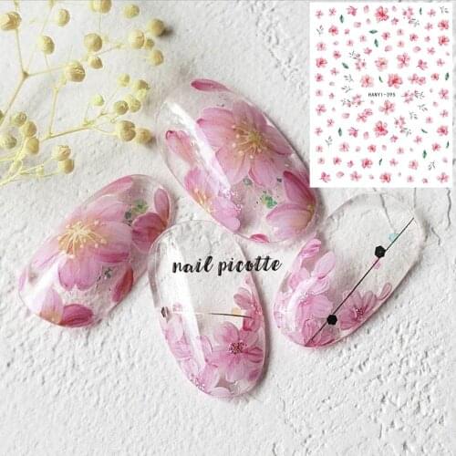 HANYI-395 NEWEST JAPAN sakura pink flower SPRING DESIGNS flower 3d nail art stickers decal template diy nail tool decorations