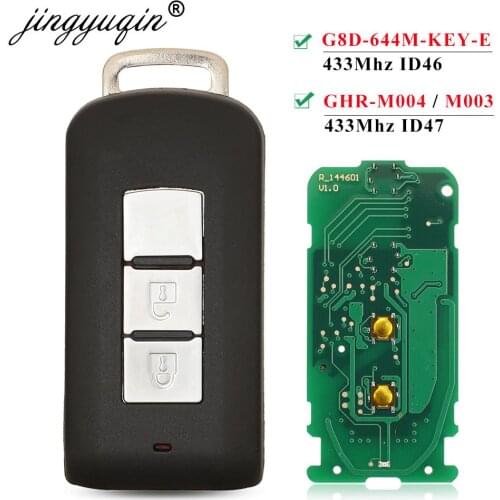 Jingyuqin Smart Remote Key Fob 2BTN 433Mhz ID46 ID47 for Mitsubishi Lancer Outlander ASX G8D-644M-KEY-E / Montero L200 GHR-M004