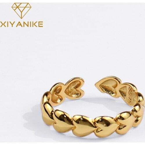 XIYANIKE 925 Sterling Silver Love Heart Connecting Ring Female Fashion Charm Temperament Elegant Couple Gift Dropshipping Кольцо