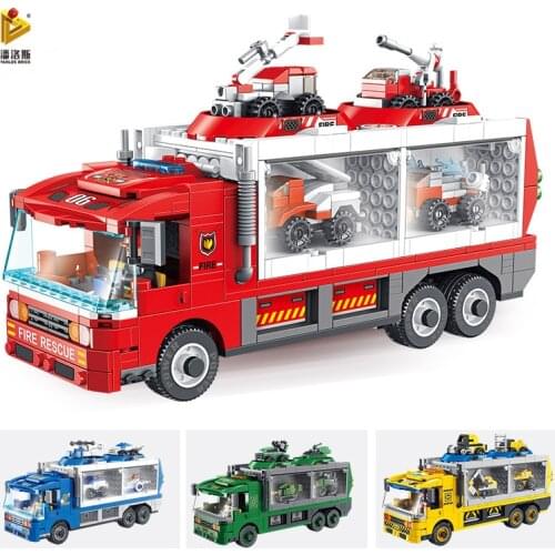 6 IN 1 storage deformation car/transform robot fire rescue/police Building Blocks educational 2020 Technic new Toys for kids