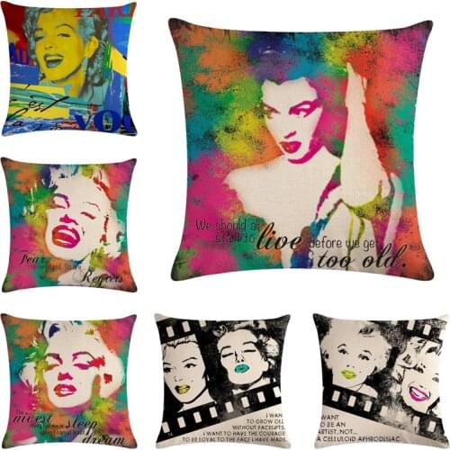 Beauty Marilyn Monroe square Cotton linen pillowcase car sofa colorful cushion cover fashion pillow covers 45x45cm