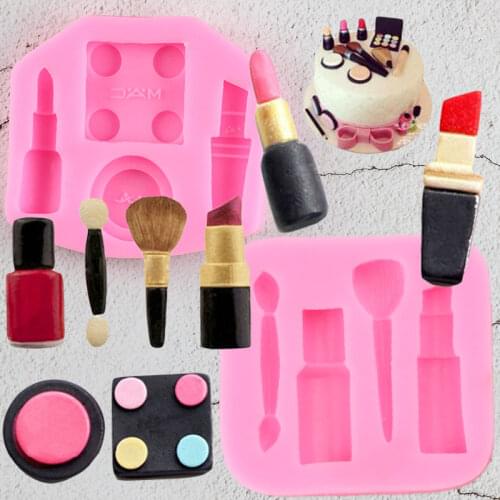 Makeup Tools Silicone Molds Lipstick Nnail Polish Cupcake Topper Fondant Cake Decorating Tools Candy Chocolate Gumpaste Moulds