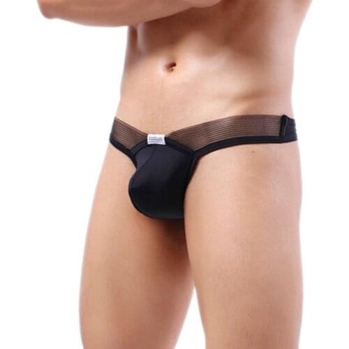 Tanga Hombre Sexy V-Shaped Transparent Telt Mens Thong Underpants Comfortable Pouch Elastic Silky Breathable T Back G String