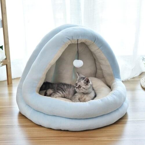Soft Plush Kennel Cat Dog Pet Beds Keep Warm Teddy Bed House Dog Basket For Small Medium Cat Dog Soft Warm Beds House With Mat