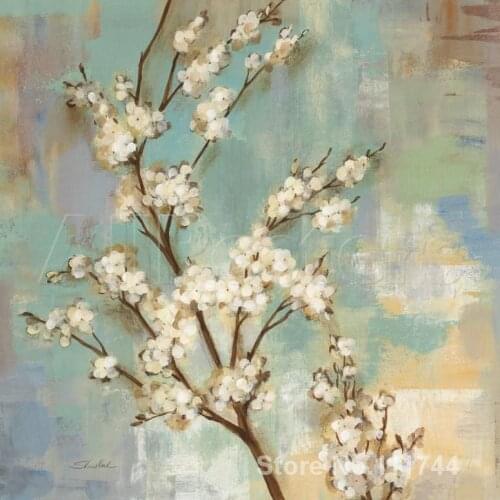 Wall art abstract oil paintings Kyoto Blossoms II Silvia Vassileva High quality Hand painted