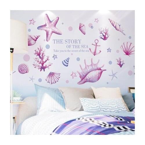 Ocean Theme Wall Stickers DIY Bathroom Toilet Waterproof Tile Mural Small Pattern Posters Bedroom Decor Wall Papers Home Decor