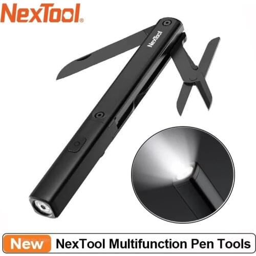 NexTool Multifunctional 3 in 1 Pen Tools N1 Flashlight Scissors USB Rechargeable IPX4 Waterproof Portable Outdoors Tools