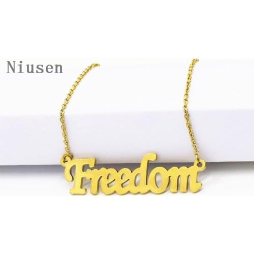 New Fashion Freedom Necklace Faith Gift Letter Necklaces Stainless Steel Freedom in Christ Scripture Charm Bible Verse Gift