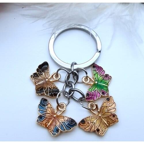 New Colorful Enamel Butterfly Keychain Insects Car Key Women Bag Accessories Jewelry Gifts