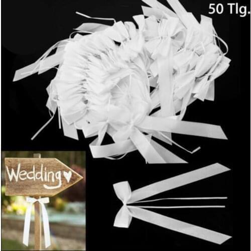 New 50Pcs White Wedding Car new Year decoration Gift Wrap Ribbon Bows Party Ribbons Bows Kit for big christmas tree bows crafts
