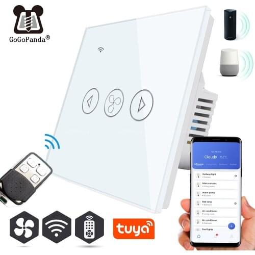 EU Standard Fan Dimmer Wifi App Control Touch Switch Smart Automation Waterproof Switch 220V Tuya Remote Fast Slow Adjust