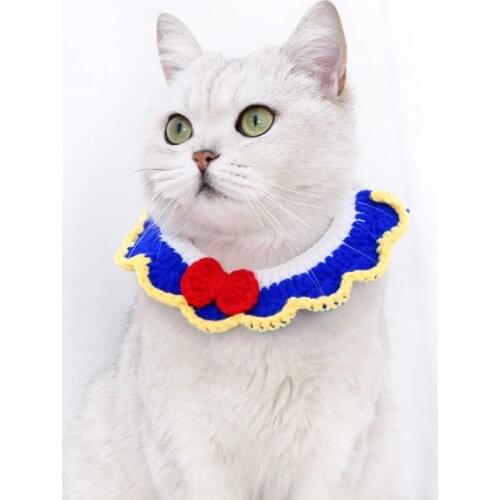 Clothing for Cats Collars Diy Pet Collar Knitted Handmade Birthday Gift Christmas Cute Princess Dog Rabbit Cat Accessories