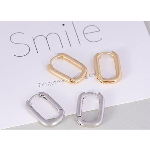 925 Sterling Silver Oval Hoop Earrings Retro Geometric Handmade Earrings Party Accessories Jewelry Gifts A2