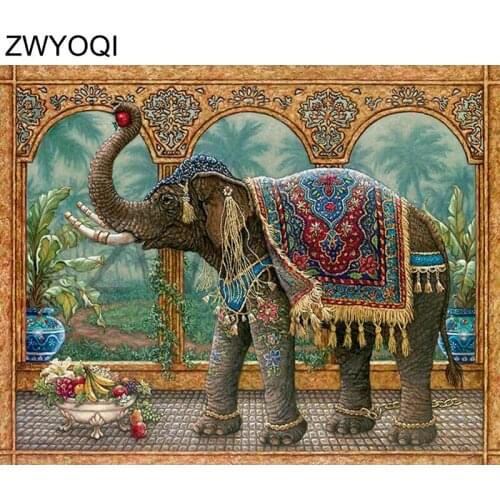 Full Round Diamond painting Elephant Full Square Diamond mosaic Elephant fruits 5D DIY Diamond embroidery Cross stitch Elephant